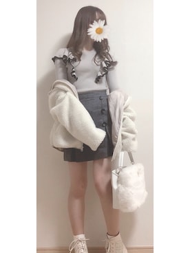 「モコモコ素材」｜あのまろさん（レディース・156cm）の冬コーディネート