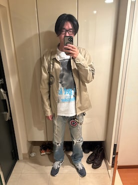 「アイテム（トップス）」を使った、mabuさん（メンズ・189cm）の秋コーディネート