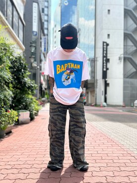 「WHITELAND（ホワイトランド）のアイテム（Tシャツ/カットソー）」を使った、エンジョウジさん（メンズ・168cm）の夏コーディネート