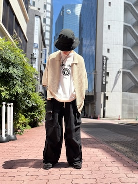 「WHITELAND（ホワイトランド）のアイテム（シャツ/ブラウス）」を使った、エンジョウジさん（メンズ・168cm）の夏コーディネート