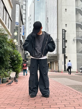 「DANKE SCHON（ダンケシェーン）のアイテム（MA-1）」を使った、エンジョウジさん（メンズ・168cm）の秋コーディネート