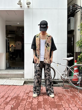 「DANKE SCHON（ダンケシェーン）のアイテム（帽子）」を使った、エンジョウジさん（メンズ・168cm）の夏コーディネート