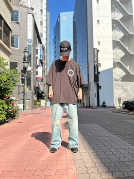 「DANKE SCHON（ダンケシェーン）のアイテム（帽子）」を使った、エンジョウジさん（メンズ・168cm）の夏コーディネート