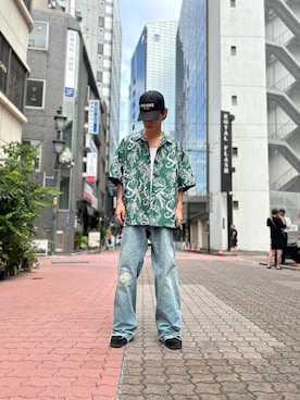 「DANKE SCHON（ダンケシェーン）のアイテム（帽子）」を使った、エンジョウジさん（メンズ・168cm）の夏コーディネート