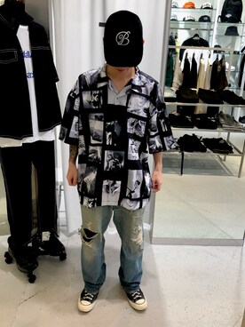 「A4A（エーフォーエー）のA4A/エーフォーエー/PHOTO s/s Shirts（シャツ/ブラウス）」を使った、エンジョウジさん（メンズ・168cm）の春コーディネート