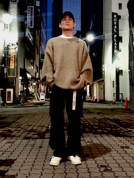 「WHITELAND（ホワイトランド）のアイテム（ニット/セーター）」を使った、エンジョウジさん（メンズ・168cm）の冬コーディネート