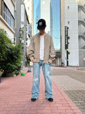 「Danke schon」｜「アイテム（MA-1）」を使った、エンジョウジさん（メンズ・168cm）の秋コーディネート