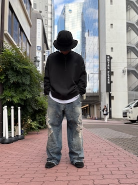 「WHITELAND（ホワイトランド）のアイテム（スウェット）」を使った、エンジョウジさん（メンズ・168cm）の秋コーディネート