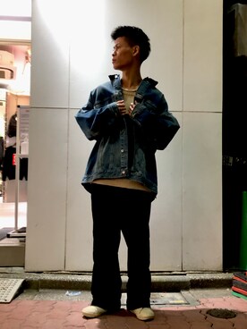 「Danke schon」｜「アイテム（デニムジャケット）」を使った、エンジョウジさん（メンズ・168cm）の冬コーディネート