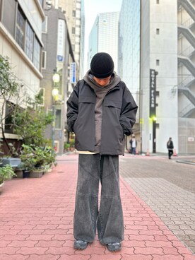 「whiteland」｜「アイテム（ナイロンジャケット）」を使った、エンジョウジさん（メンズ・168cm）の冬コーディネート