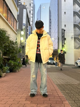 「A4A（エーフォーエー）のアイテム（スウェット）」を使った、エンジョウジさん（メンズ・168cm）の冬コーディネート