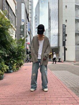 「DANKE SCHON（ダンケシェーン）のアイテム（帽子）」を使った、エンジョウジさん（メンズ・168cm）の夏コーディネート