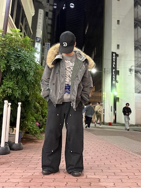 「アイテム（ミリタリージャケット）」を使った、エンジョウジさん（メンズ・168cm）の秋コーディネート