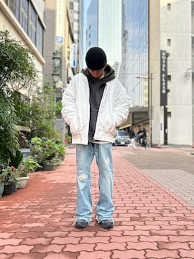 「A4A」｜「アイテム（ブルゾン）」を使った、エンジョウジさん（メンズ・168cm）の冬コーディネート