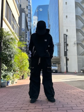 「DANKE SCHON（ダンケシェーン）のアイテム（スウェットパンツ）」を使った、エンジョウジさん（メンズ・168cm）の冬コーディネート