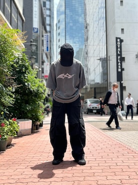 「WHITELAND（ホワイトランド）のアイテム（Tシャツ/カットソー）」を使った、エンジョウジさん（メンズ・168cm）の夏コーディネート