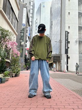 「whiteland」｜「アイテム（スウェット）」を使った、エンジョウジさん（メンズ・168cm）の春コーディネート