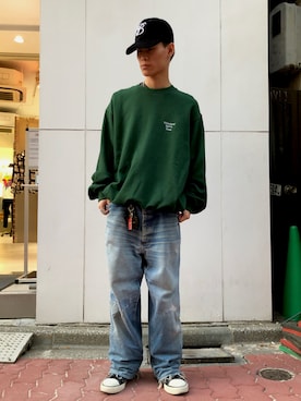 「whiteland」｜「アイテム（スウェット）」を使った、エンジョウジさん（メンズ・168cm）の夏コーディネート