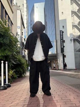 「WHITELAND（ホワイトランド）のアイテム（シャツ/ブラウス）」を使った、エンジョウジさん（メンズ・168cm）の夏コーディネート