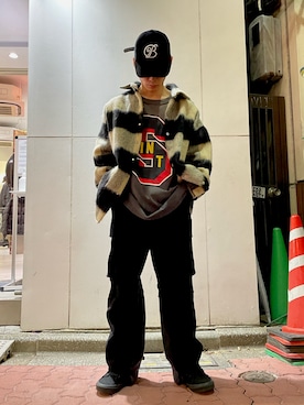 「DANKE SCHON（ダンケシェーン）のDankeSchon/ダンケシェーン/リメイクカーゴパンツ（カーゴパンツ）」を使った、エンジョウジさん（メンズ・168cm）の秋コーディネート