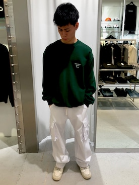 「whiteland」｜「アイテム（スウェット）」を使った、エンジョウジさん（メンズ・168cm）の春コーディネート
