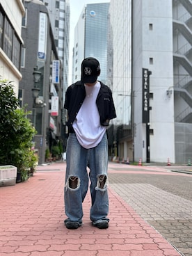 「DANKE SCHON（ダンケシェーン）のアイテム（帽子）」を使った、エンジョウジさん（メンズ・168cm）の夏コーディネート