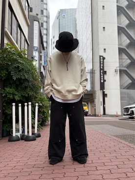 「WHITELAND（ホワイトランド）のアイテム（スウェット）」を使った、エンジョウジさん（メンズ・168cm）の秋コーディネート