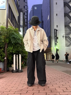 「アイテム（カバーオール）」を使った、エンジョウジさん（メンズ・168cm）の秋コーディネート