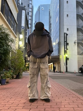 「DANKE SCHON（ダンケシェーン）のアイテム（スウェットパンツ）」を使った、エンジョウジさん（メンズ・168cm）の春コーディネート