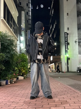 「DANKE SCHON（ダンケシェーン）のアイテム（MA-1）」を使った、エンジョウジさん（メンズ・168cm）の冬コーディネート