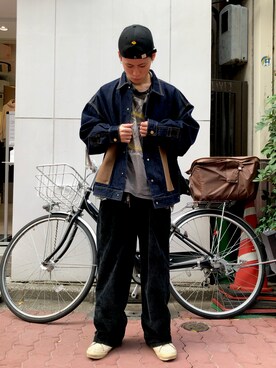 「Danke schon」｜「アイテム（デニムジャケット）」を使った、エンジョウジさん（メンズ・168cm）の冬コーディネート