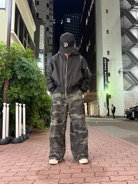 「アイテム（MA-1）」を使った、エンジョウジさん（メンズ・168cm）の秋コーディネート