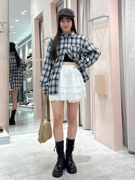 「アイテム（ハンチング/ベレー帽）」を使った、sakikaさん（レディース・163cm・20代）の夏コーディネート