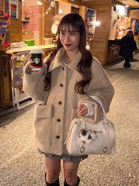 「クリスマス」｜「アイテム（その他アウター）」を使った、sakikaさん（レディース・163cm）の冬コーディネート