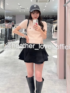 「Heather（ヘザー）のアイテム（キャップ）」を使った、sakikaさん（レディース・163cm）の春コーディネート