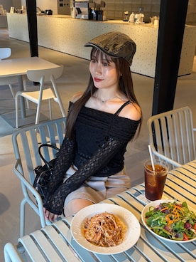 「アイテム（ハンチング/ベレー帽）」を使った、sakikaさん（レディース・163cm・20代）の夏コーディネート