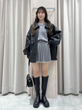 「Heather（ヘザー）の【累計10万本】楽ちんなのに美脚！秋冬No.1ブーツ　インヒールストレッチロングブーツ　571563（ブーツ）」を使った、sakikaさん（レディース・163cm）の秋コーディネート