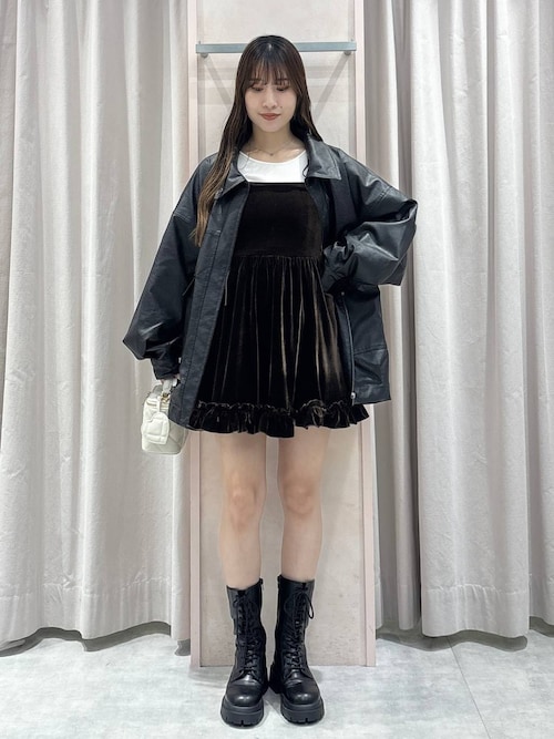 Heather ベロアフリルキャミミニワンピース ブラウン ベロアフリル