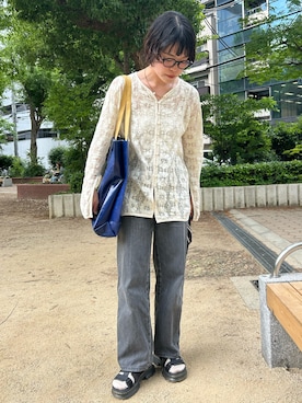 「Dr. Martens（ドクターマーチン）のDr. Martens/ドクターマーチン PEARSON マルチストラップ サンダル 31574001（サンダル、ブラック系）」を使った、かなこさん（レディース・164cm）の春コーディネート