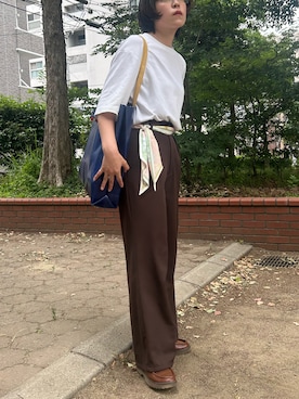 「UNIQLO（ユニクロ）のアイテム（Tシャツ/カットソー、ホワイト系）」を使った、ｋａｋｋｏさん（レディース・164cm）の夏コーディネート