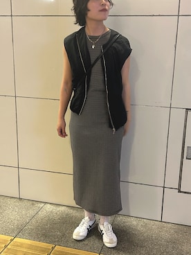 「Onitsuka Tiger（オニツカタイガー）のMEXICO 66 / メキシコ 66（スニーカー、ホワイト系）」を使った、ｋａｋｋｏさん（レディース・164cm）の夏コーディネート