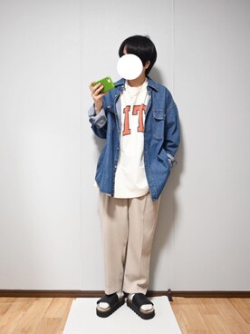 「サンダルに靴下」｜「アイテム（その他トップス）」を使った、あちょんさん（レディース・158cm）の春コーディネート