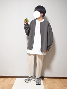 「WYM」｜「アイテム（ノーカラージャケット）」を使った、あちょんさん（レディース・158cm）の秋コーディネート