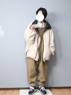 「フリース」｜「アイテム（オールインワン・サロペット）」を使った、あちょんさん（レディース・158cm）の冬コーディネート