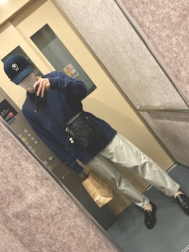 「WOOLRICH（ウールリッチ）のアイテム（帽子）」を使った、∮PoNZさん（メンズ・171cm）の秋コーディネート