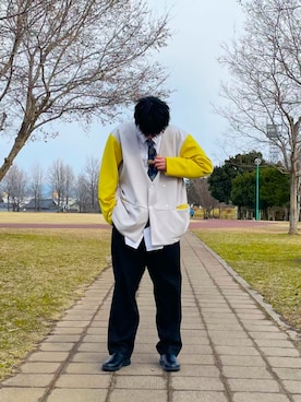 「MoonStar（ムーンスター）のMOONSTAR/810s/ムーンスター/エイトテンス CAF/カフ（サンダル、ブラック系）」を使った、Yuseiさん（メンズ・170cm）の冬コーディネート