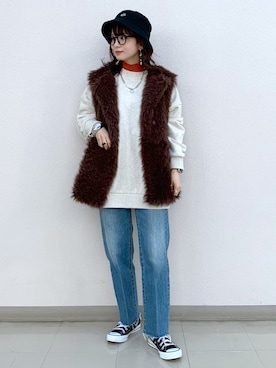 「PBLIM（ページボーイリム）のPAGEBOYLIM/ロゴ刺繍バケットハット2（ハット）」を使った、さ や こさん（レディース・154cm）の秋コーディネート