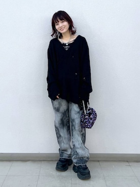 「JEANASIS（ジーナシス）のランダムアウトソールスニーカー/968688（スニーカー）」を使った、さ や こさん（レディース・154cm）の冬コーディネート