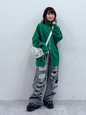 「JEANASIS（ジーナシス）のランダムアウトソールスニーカー/968688（スニーカー）」を使った、さ や こさん（レディース・154cm）の冬コーディネート