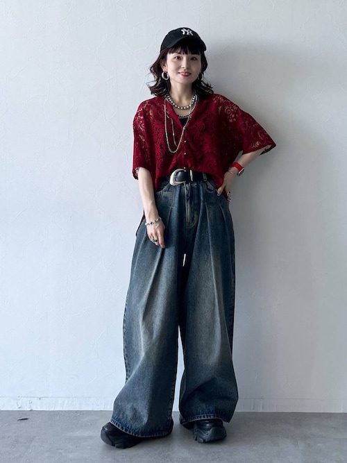 WEB限定サイズあり>タックデニムパンツ（デニムパンツ